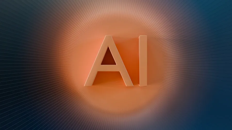 AI letters glowing orange – artificial intelligence concept